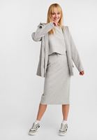 Women Grey Midi Slit Skirt