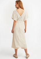 Women Beige Lace Kimono