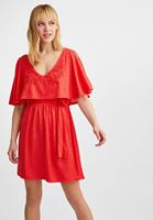 Bayan Kırmızı Jakarlı Mini Elbise
