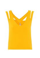Women Yellow Sleeveless Crop Top