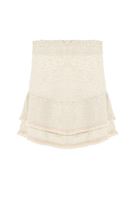 Women Cream Mini Skirt with Fringes