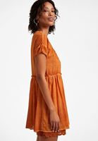 Women Orange Embroidery Mini Dress