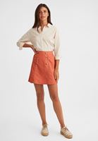 Women Orange Chino Skirt with Button Details