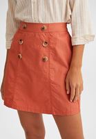 Women Orange Chino Skirt with Button Details