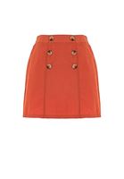 Women Orange Chino Skirt with Button Details