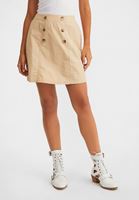 Women Cream Chino Skirt with Button Details
