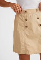 Women Cream Chino Skirt with Button Details