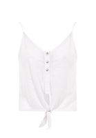 Women White V-Neck Top with Tie Detail