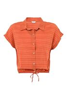 Women Orange Crop Shirt with Drawstrings