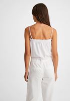 Bayan Beyaz Halat Askılı Crop Bluz