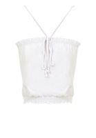 Women White Top with Drawstrings