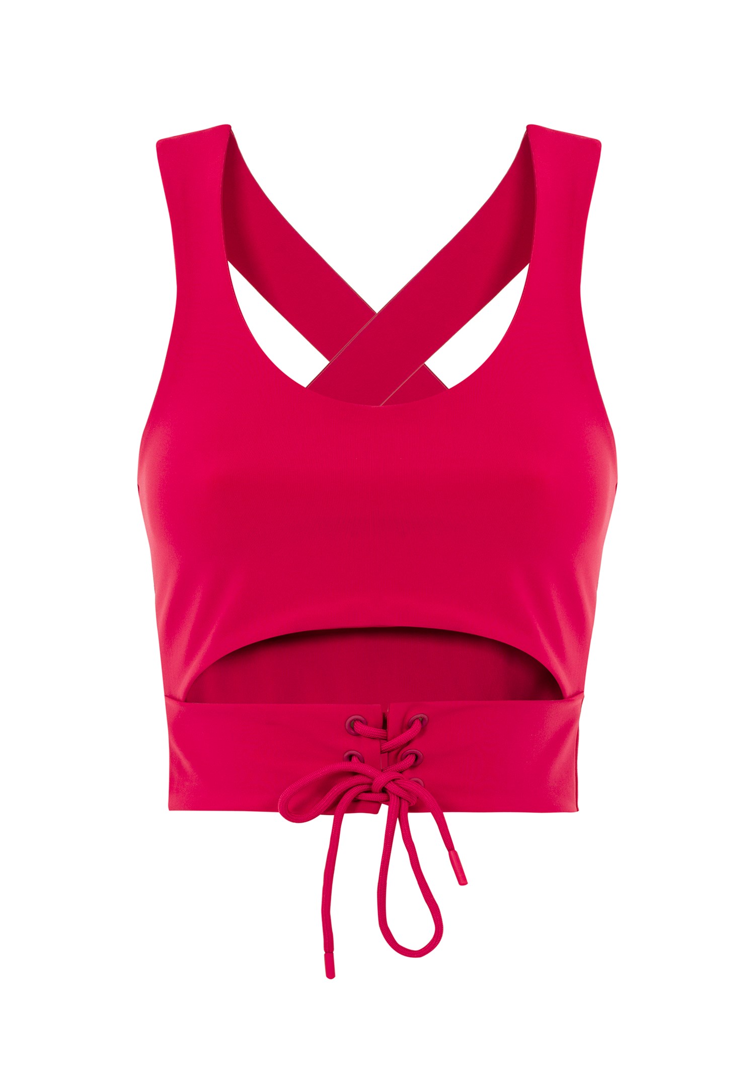 Women Pink Tank Top with Lace-up