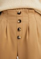 Bayan Kahverengi Yüksek Belli Düğme Detaylı Pantolon