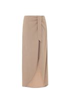Women Brown Maxi Skirt with Bow