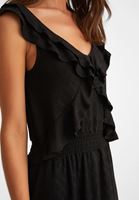 Bayan Siyah Yaka Detaylı Mini Elbise