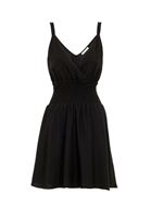 Women Black Mini Dress with Elastic Waist