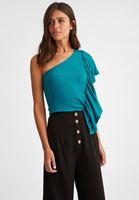 Women Blue Blouse with Ruffle Details