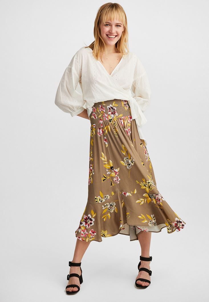 Women Mixed Pleated Maxi Skirt