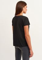 Women Black Cotton V-neck t-shirt