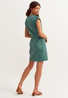 Bayan Yeşil Casual Fermuarlı Mini Elbise