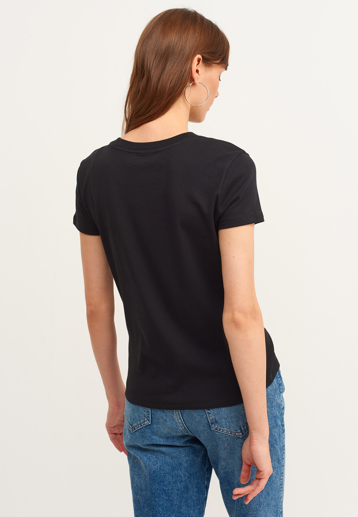 Women Black Cotton boxy t-shirt