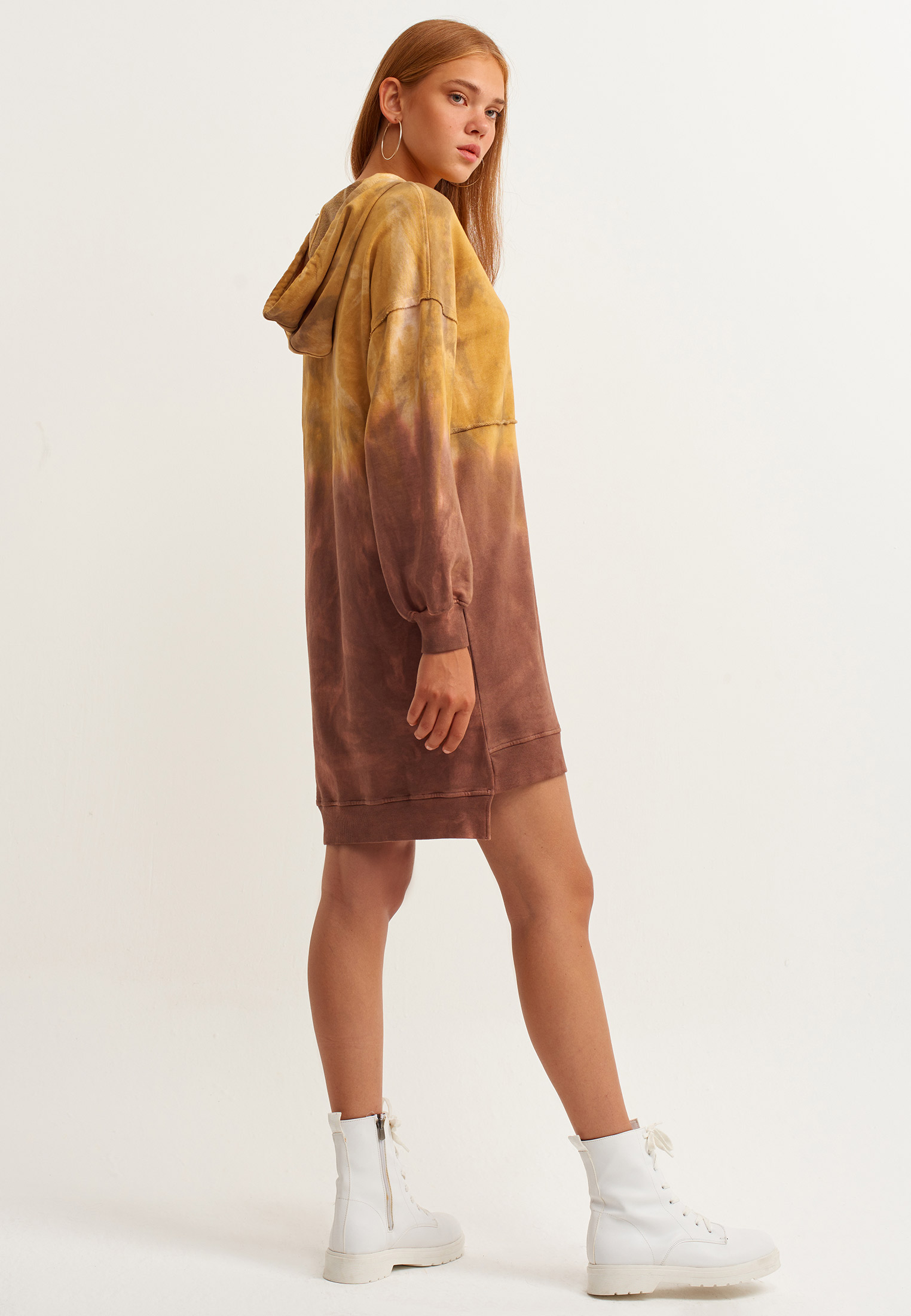 Women Mixed Sunset-Fire Batik Sweat-Dress