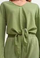 Women Green Belted Crop Sweatshirt