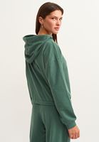Women Green Shirred Crop Sweatshirt