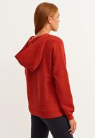 Bayan Kırmızı Lace-Up Yaka Sweatshirt