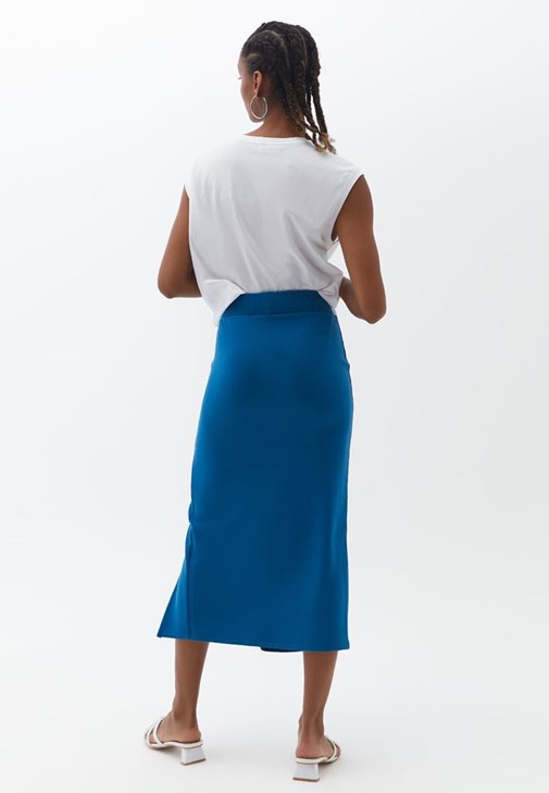 womens navy midi skirt