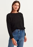 Bayan Siyah Çok Yönlü Şönil Crop Top