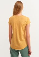 Women Yellow Cotton V-neck T-shirt