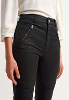 Bayan Siyah Fermuar Detaylı Slim-Fit Pantolon