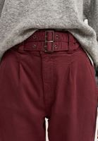 Women Bordeaux Carrot-fit Belted Pants