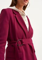 Bayan Vişne Çürüğü Premium Kemerli Blazer Ceket