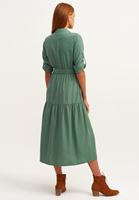 Bayan Yeşil Nature Friendly Kemerli Midi Elbise ( TENCEL™ )
