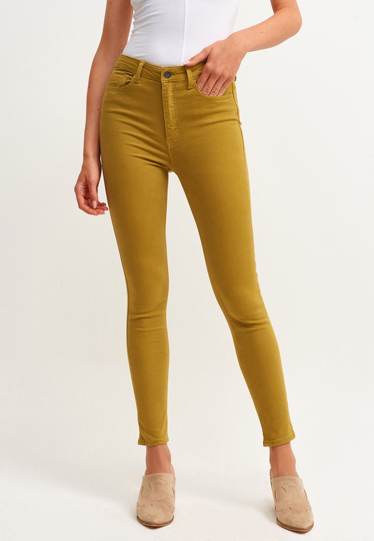 Women Green Skinny Pants With Recovery Effect