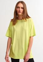 Bayan Yeşil Kısa Kollu Oversize Tişört ( MODAL )