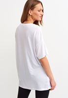 Bayan Beyaz Kısa Kollu Oversize Tişört ( MODAL )