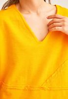 Bayan Sarı Kısa Kollu Oversize Sweatshirt