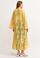 Women Yellow Kimono with Lace Detail
