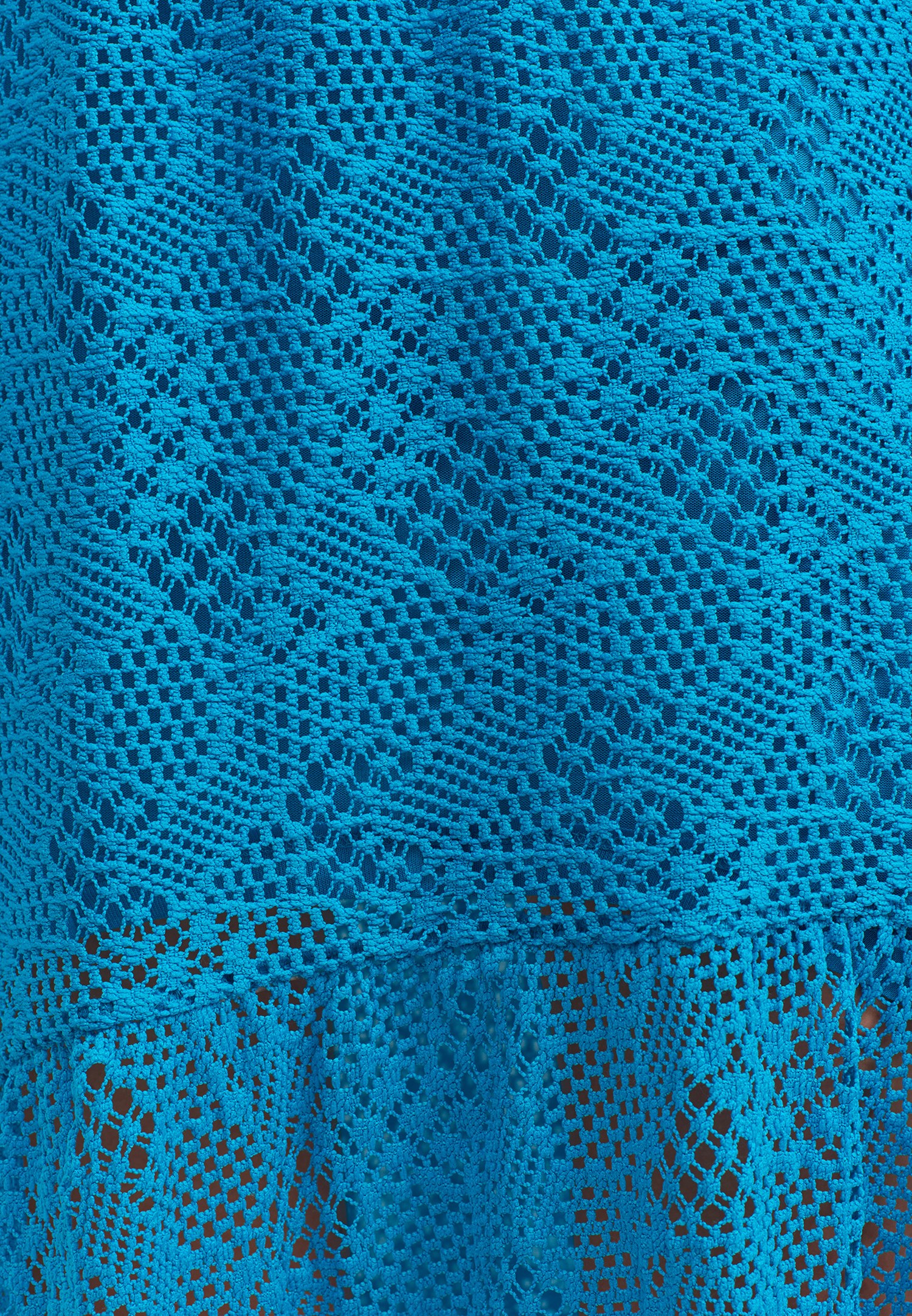 Women Blue Midi Skirt with Romantic Lace Detail