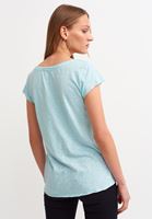 Women Blue U-Neck Cotton T-Shirt