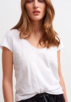 Women White U-Neck Cotton T-Shirt