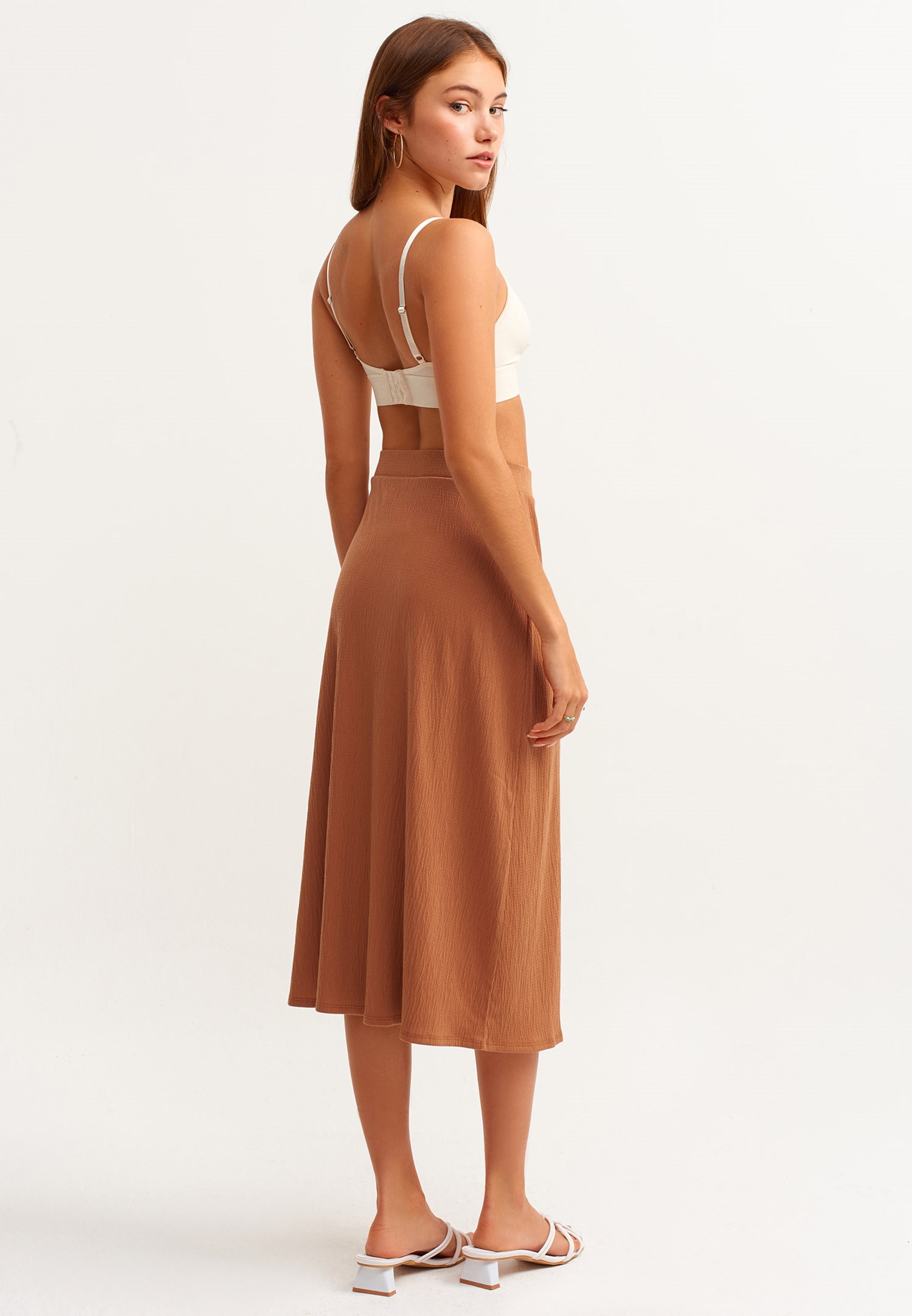 Women Brown Skirt With Slit Detail