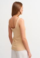 Women Beige Loose Tank With Lace Detail
