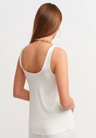 Women Cream Loose Tank With Lace Detail
