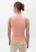 Women Pink Turtle Neck Bodycon Ribbed Tank Top