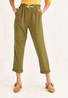 Bayan Yeşil Ultra Yüksek Bel Havuç Pantolon