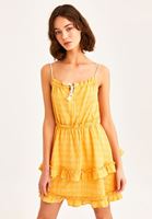 Women Yellow Ruffle Detailed Mini Dress